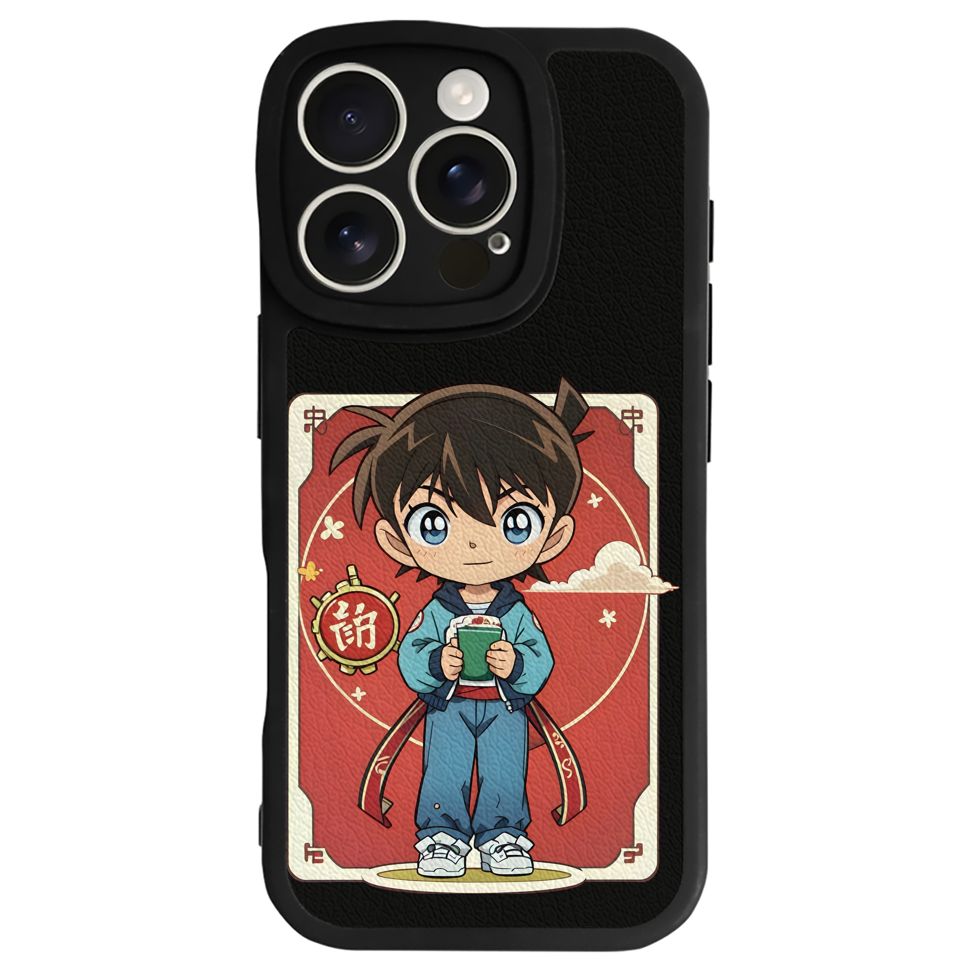 （画像用） 名探偵コナン 江戸川 コナン Detective Conan Conan Edogawa 【iPhone 16シリーズ対応】シリコンスマホケース（レザー調） 材質：シリコン